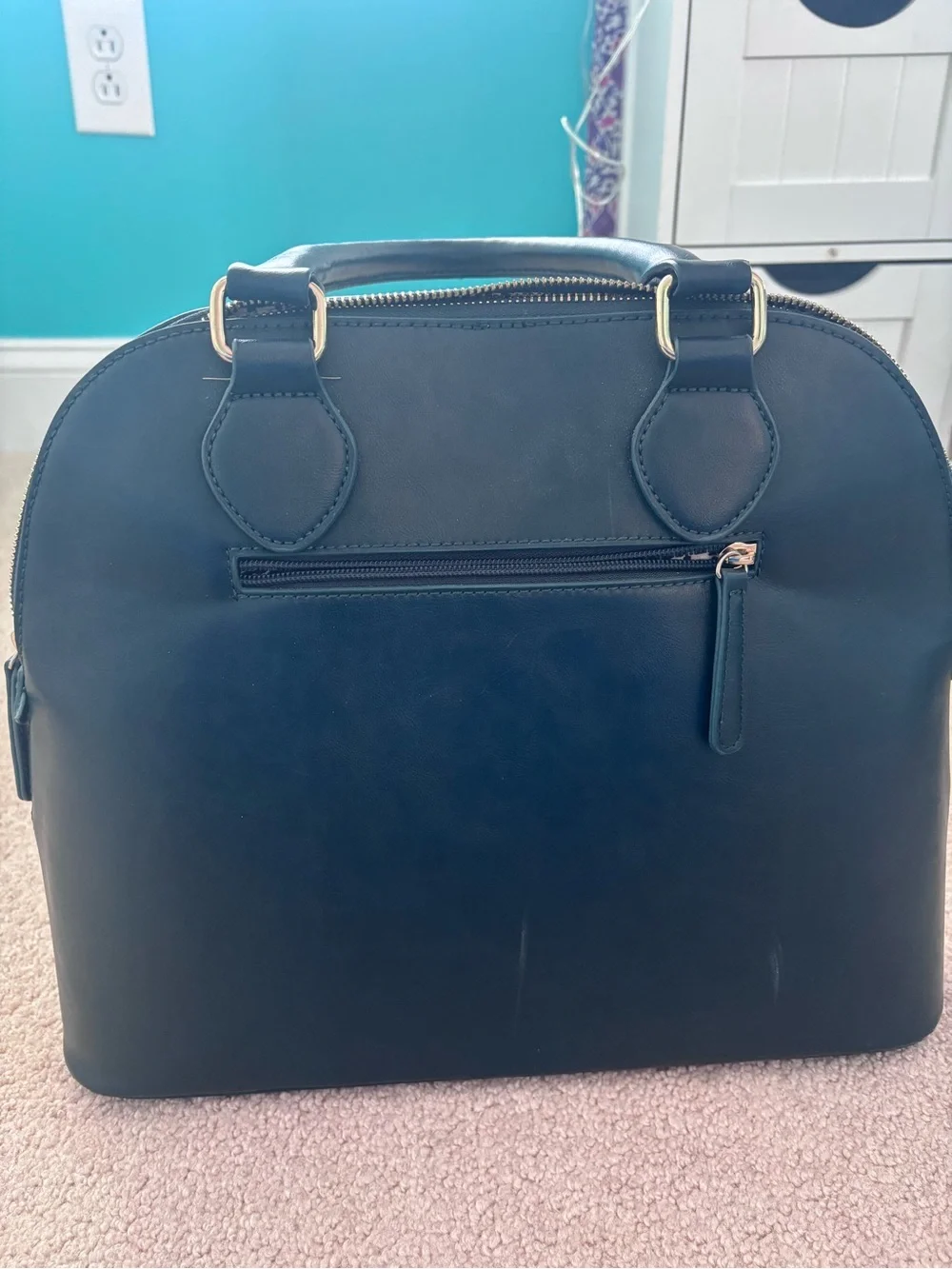 Sole Society Black Dome Satchel with Gold Hardware